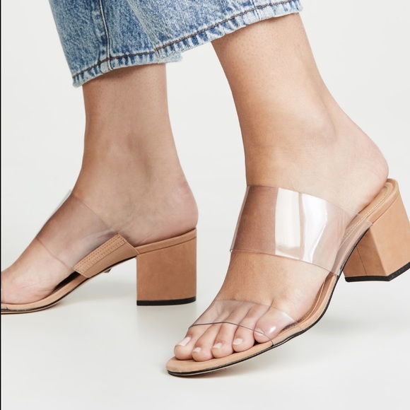 SCHUTZ Victorie clear strap Natural slide Sandal Size 8 womens  gently used - Picture 1 of 12